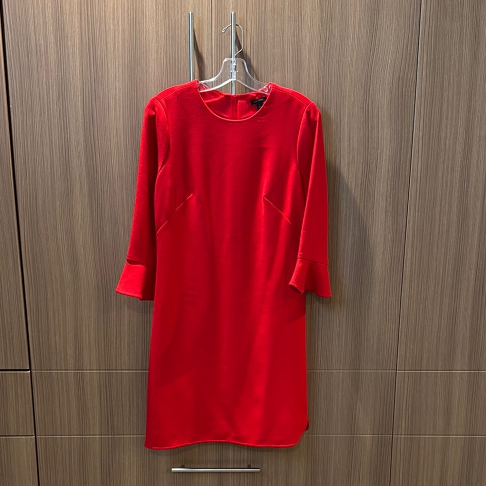Classic Ann Taylor Red Dress Fluted Sleeves